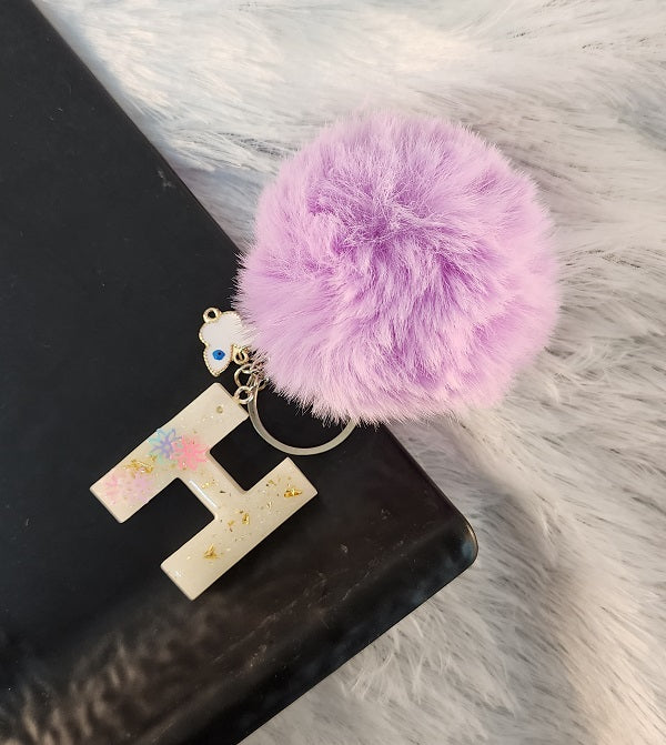'H' Pom Pom Keychain