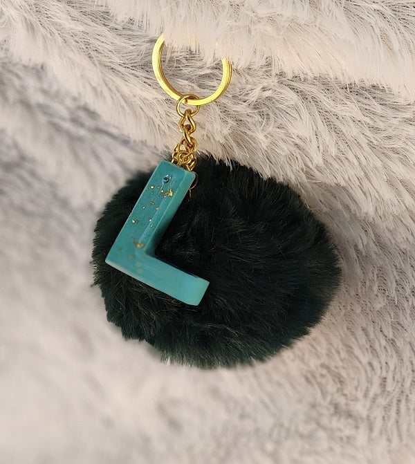 'L' Pom Pom Keychain