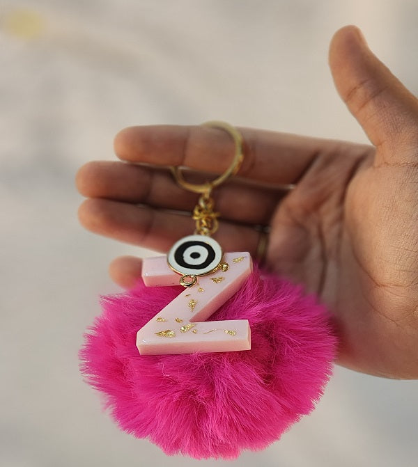 'Z' Pom Pom Keychain