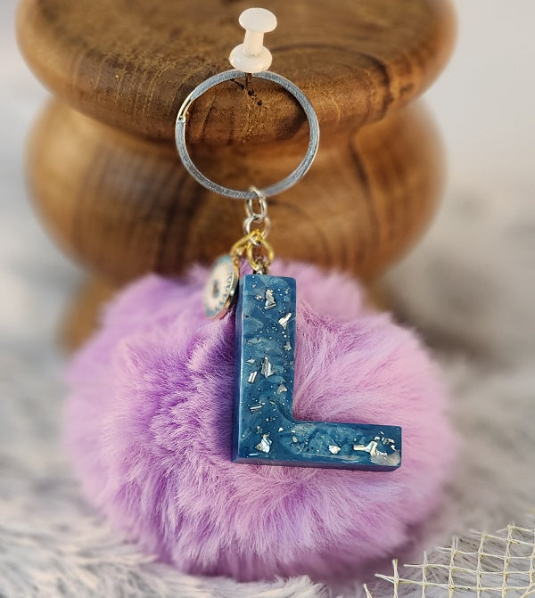 'L' Pom Pom Keychain