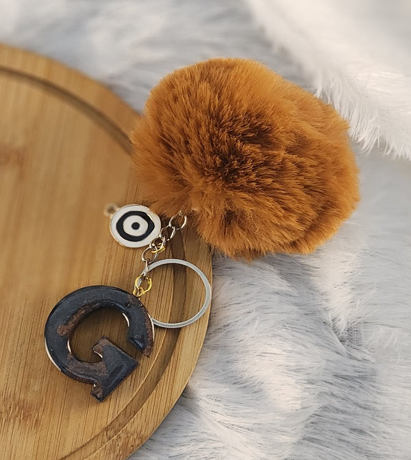 'G' Pom Pom Keychain