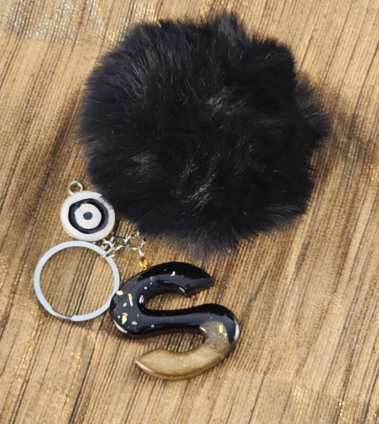 'S' Pom Pom Keychain