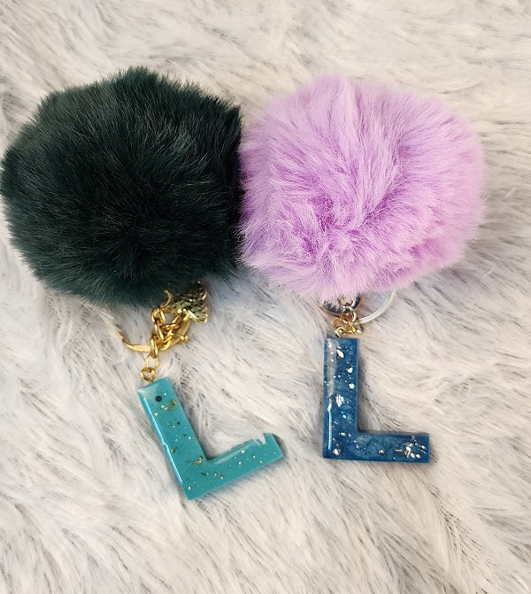 'L' Pom Pom Keychain