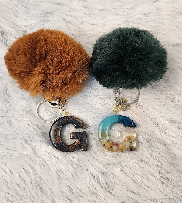 'G' Pom Pom Keychain