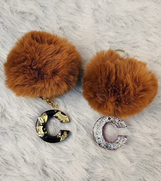 'C' Pom Pom Keychain