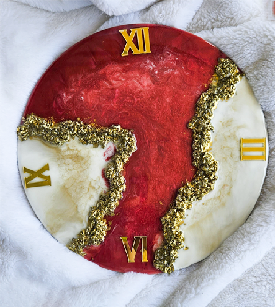 Red Marble Wall Clock